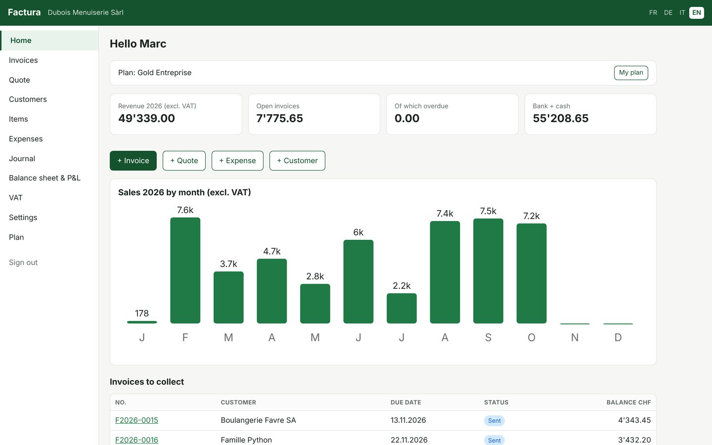 Screenshot of Factura